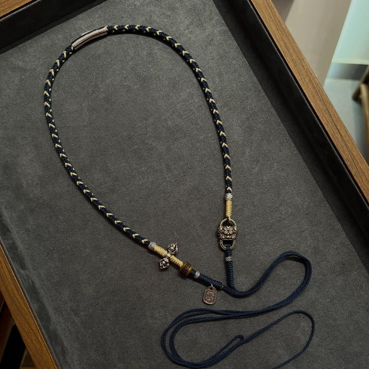 Handmade Tibetan Style Beaded Necklace Cord DIY Pendant Chain Magnetic Clasp