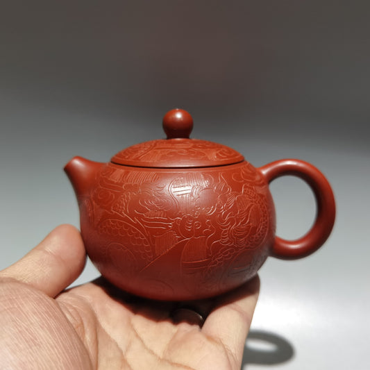 5.1" Collect Chinese Yixing Zisha Pottery Red Clay 320CC Hand Made Xi Shi Teapot