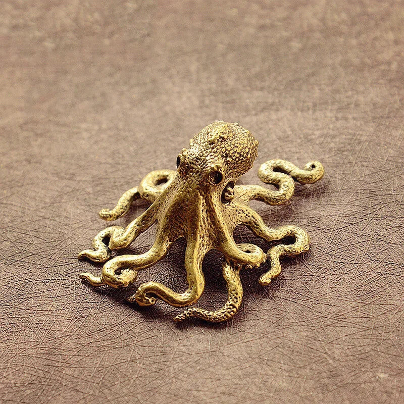Small Octopus Statue Metal Brass Tea Pet Table Ornament Home Decorations Tea Set