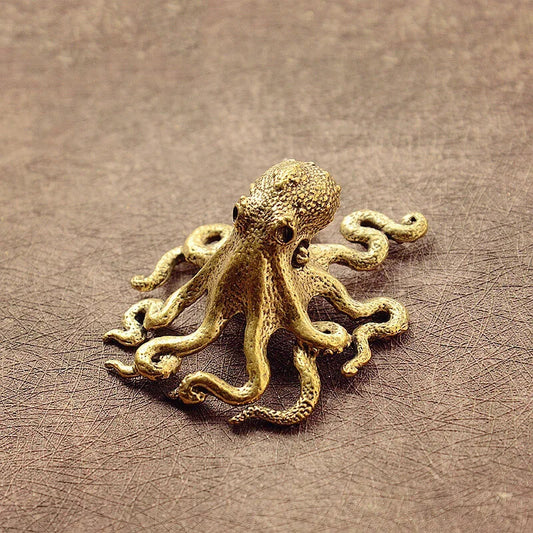 Small Octopus Statue Metal Brass Tea Pet Table Ornament Home Decorations Tea Set