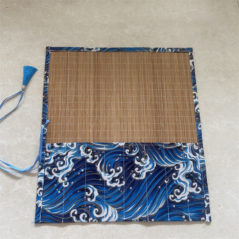Retro Painting Brushes Holder Storage Bamboo Rolling Bag Calligraphy Pens Case