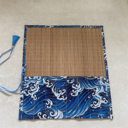 Retro Painting Brushes Holder Storage Bamboo Rolling Bag Calligraphy Pens Case