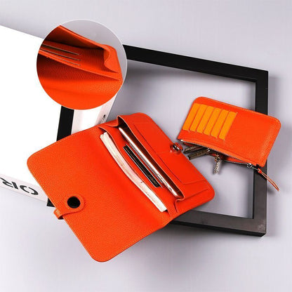 Wallets Purse Cowhide Leather Money Bags Card Holder Coin Hasp Purse 12*2*19.5CM