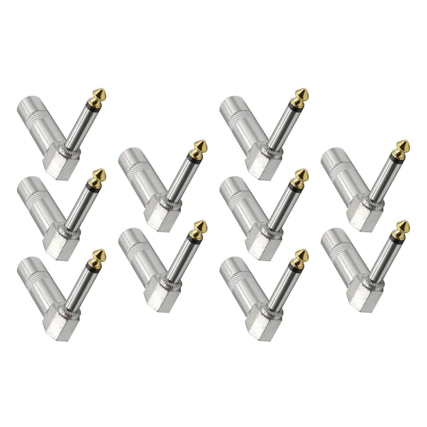 10PCS 1/4 TS Right Angle Mono Phone Plug ensures undistorted audio transmission