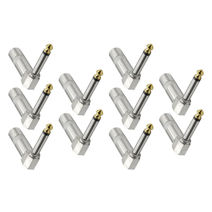 10PCS 1/4 TS Right Angle Mono Phone Plug ensures undistorted audio transmission