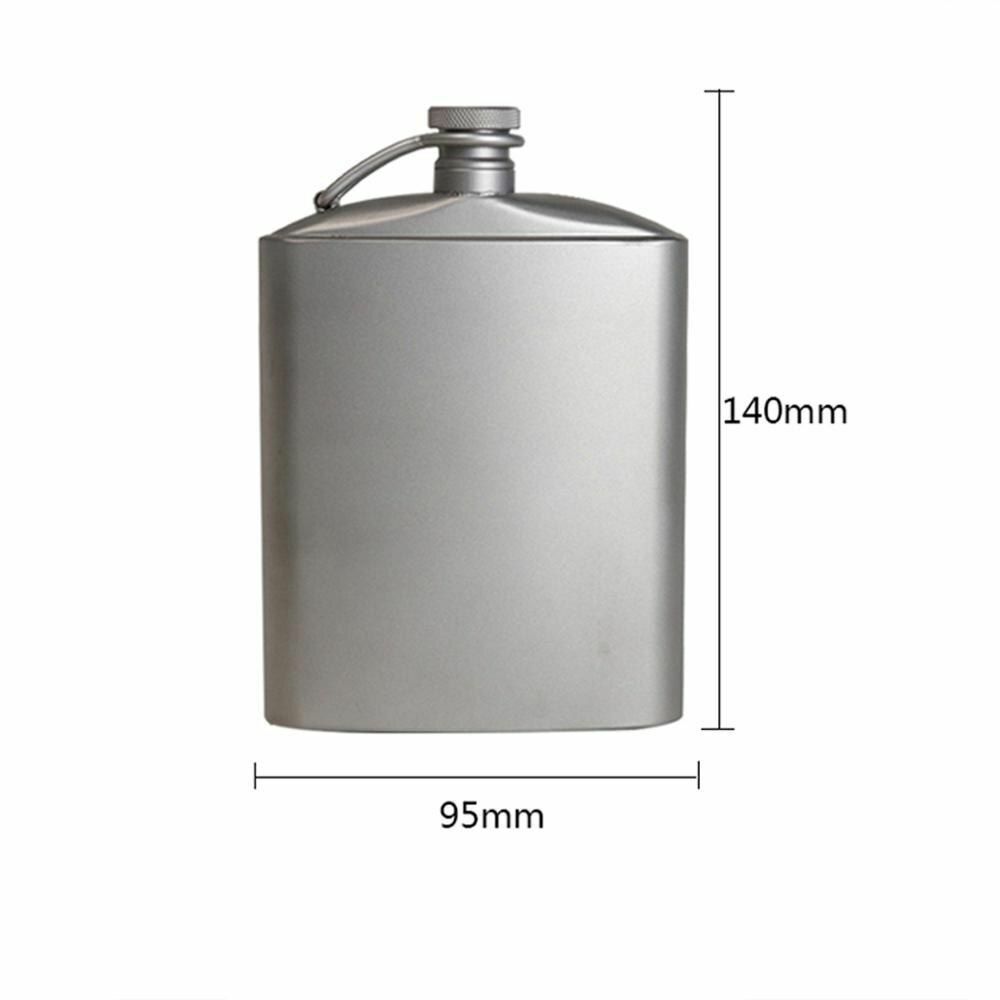 Titanium Flask 220/260ml Wine Hip Flagon Screw Cap Clip Funnel Ultralight Flat
