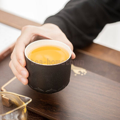 Black Crockery Ceramic Tea Cup Lotus Chinese Tea Cups