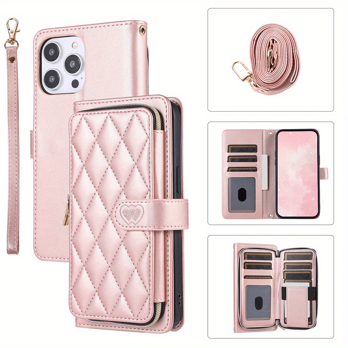 Crossbody Wallet Case for iPhone 16 15 14 13 12 11 Pro Max XR XS 7 8 Plus SE