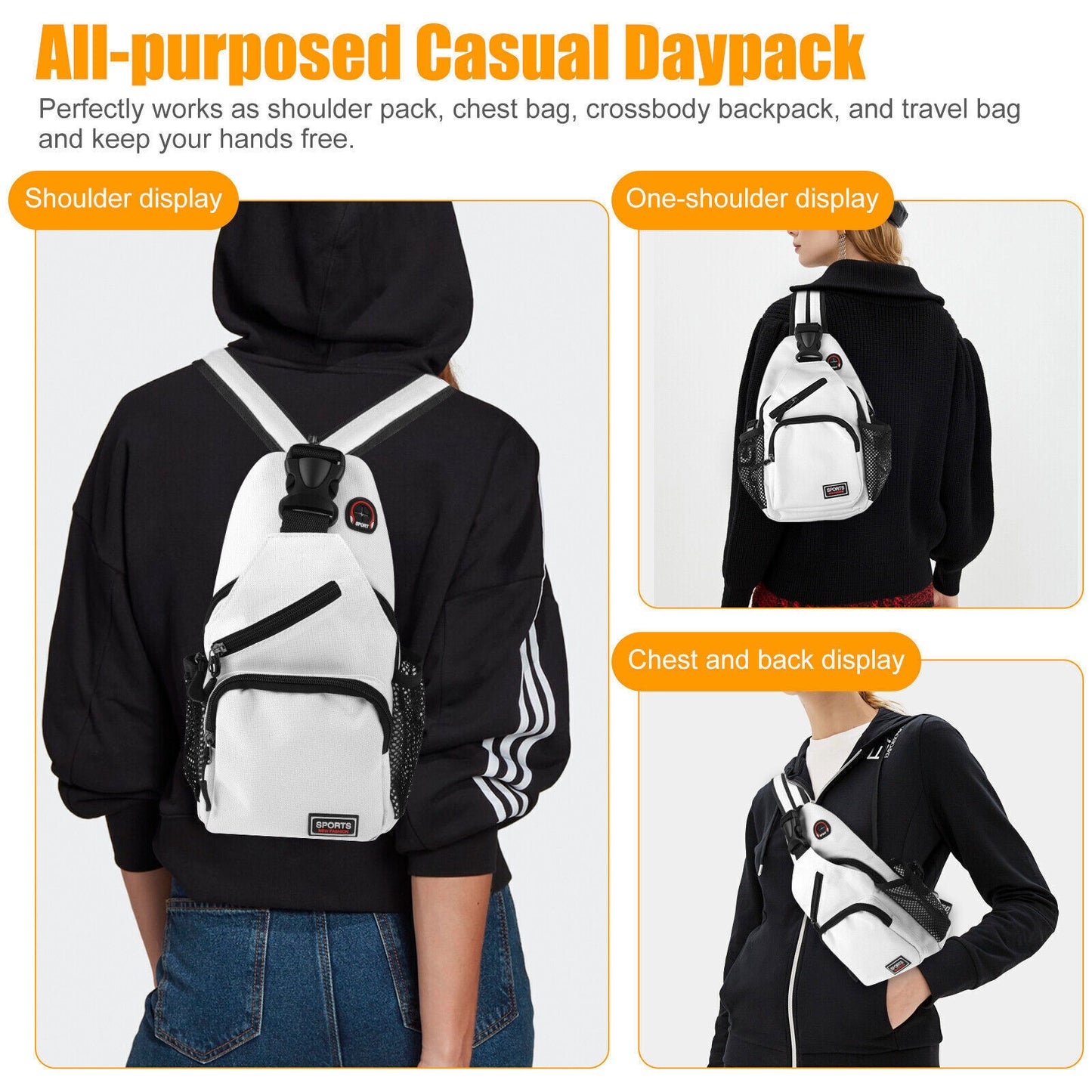 Women Outdoor Chest Pack Sport Shoulder Sling Backpack Crossbody Bag Waterproof