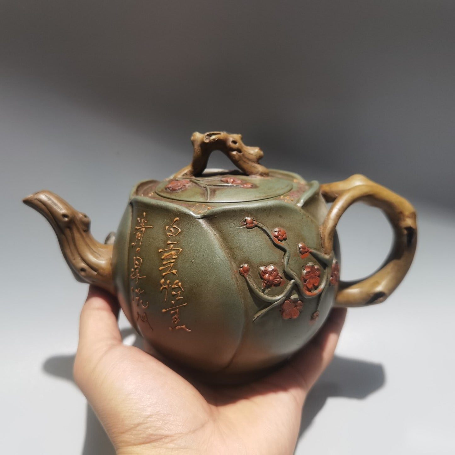 Chinese Yixing Zisha Clay Exquisite Teapot Tea Collectibles Plum Blossom Carved