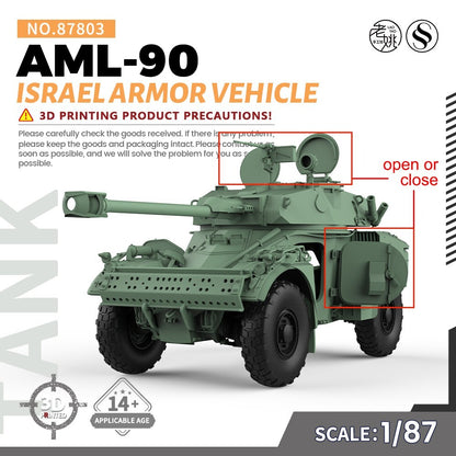 SSMODEL SS87803 1/87 Military Model Kit Israel AML-90 Armor Vehicle