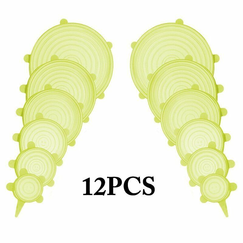 Silicone Stretch Food Cover 12pcs Reusable Elastic Adjustable Bowl Lid Universal