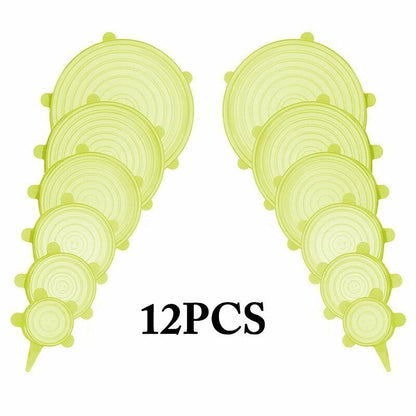 Silicone Stretch Food Cover 12pcs Reusable Elastic Adjustable Bowl Lid Universal