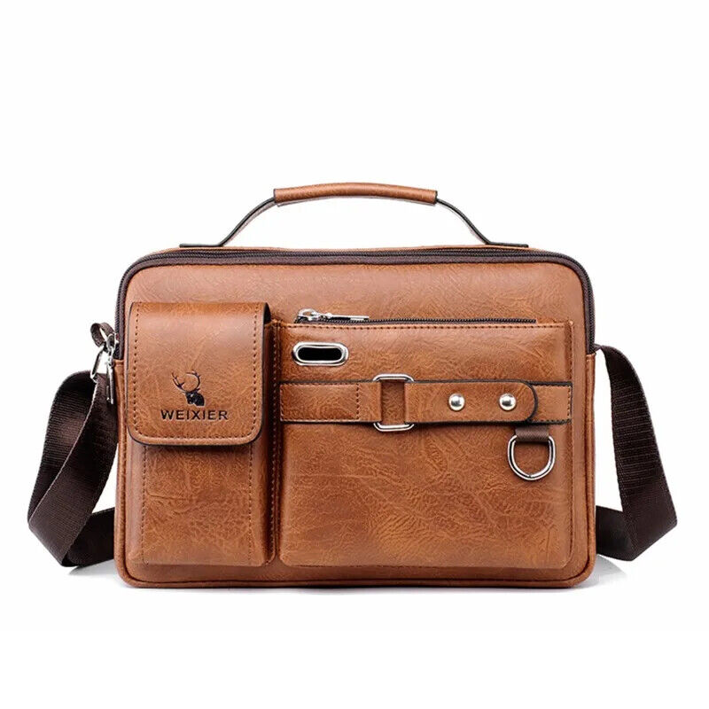 Men's Shoulder PU Leather Handbag Business Travel Man Crossbody Men Bag