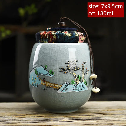 Portable Ceramic Tea Caddy Household Sealed Tank Travel Tea Boxes Containers