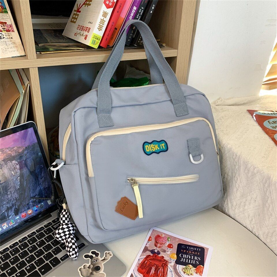 Cute Backpack Student Bag Badge Multifunctional Waterproof Nylon 35*28*12 CM 1PC