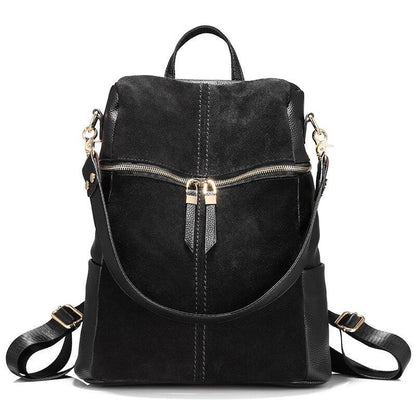 Vintage Backpack Nubuck Synthetic Leather School Large Shoulder Bags Polyester