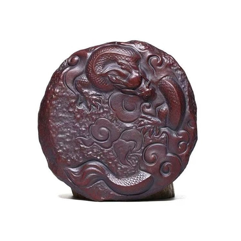 Yixing Zisha Original Ore Hand Carved Dragon Design Manual Holder For Tea Pot
