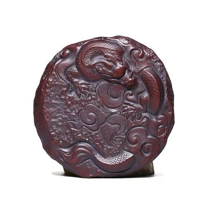 Yixing Zisha Original Ore Hand Carved Dragon Design Manual Holder For Tea Pot