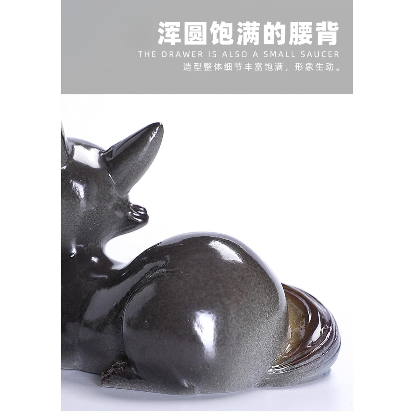 Resin Little Fox Tea Pet Color Changing 10cm 3.9in Tea Ceremony Tea Play
