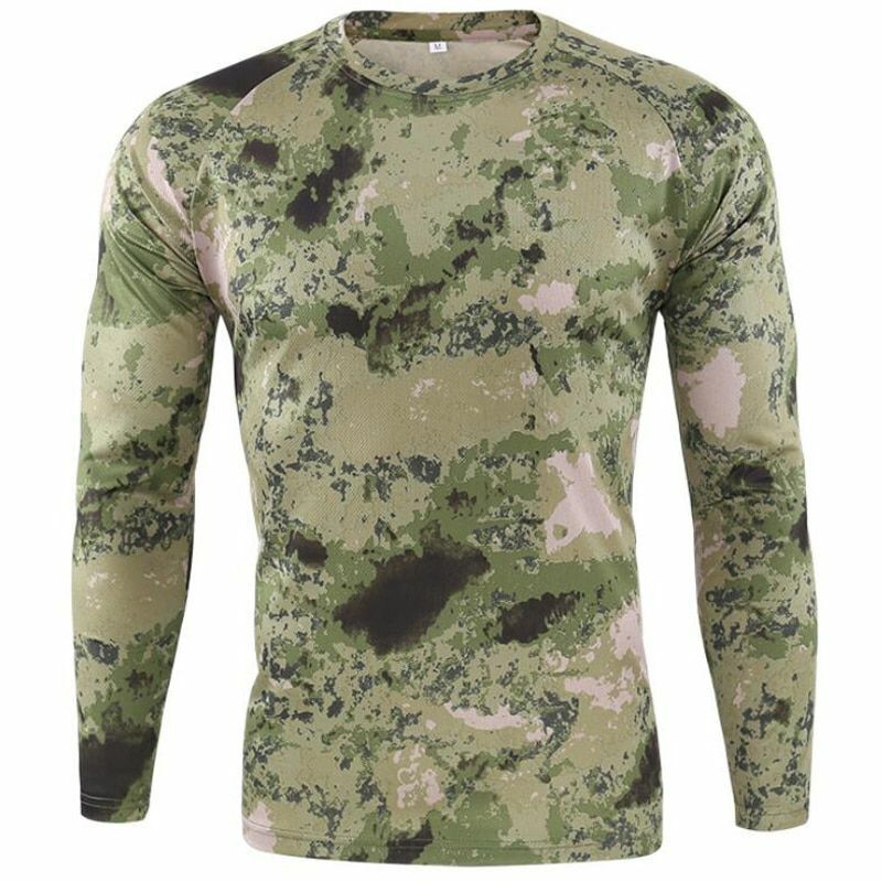 Tactical Camouflage T-Shirt Breathable Long Sleeve Outdoor Sport Hunting Camping