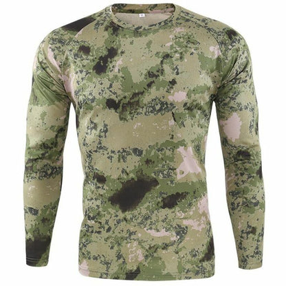 Tactical Camouflage T-Shirt Breathable Long Sleeve Outdoor Sport Hunting Camping
