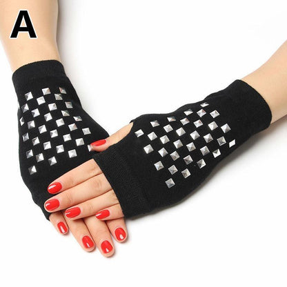Women Fingerless Gloves Black Colour Half Finger Animals Pattern Rose Embroidery