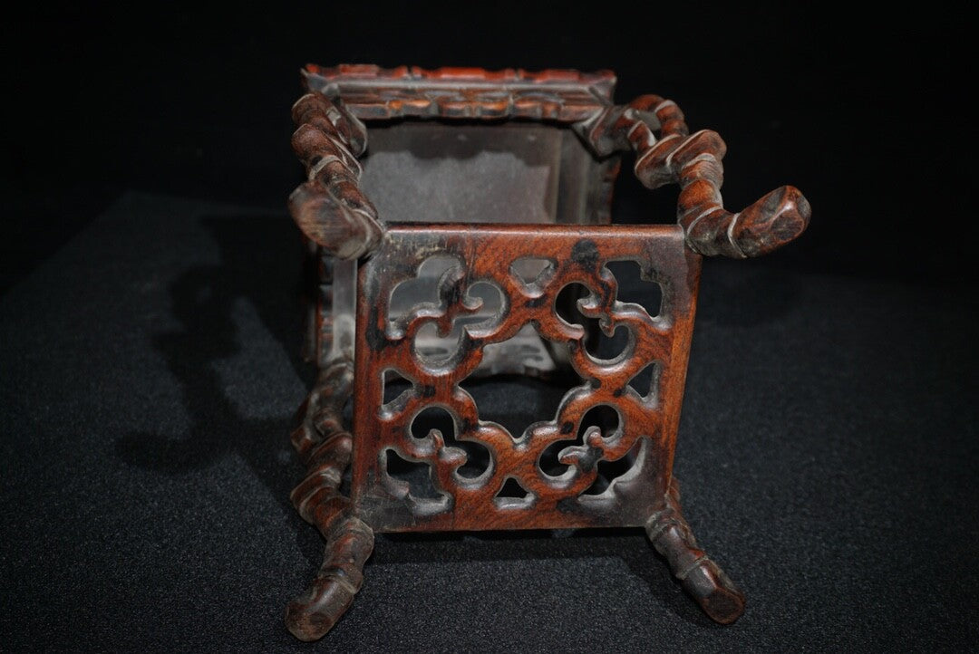 Chinese Rosewood Hand Carved Flower Rack Wooden Statue Exquisite Wood Ornament