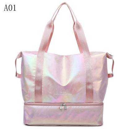 Pearlescent Folding Travel Shoulder Bag Waterproof Handbag Dry Wet Separation