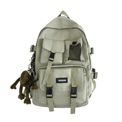 Black Nylon Casual Travelling Backpacks AntiTheft Rucksack School Bag 31*15*45CM