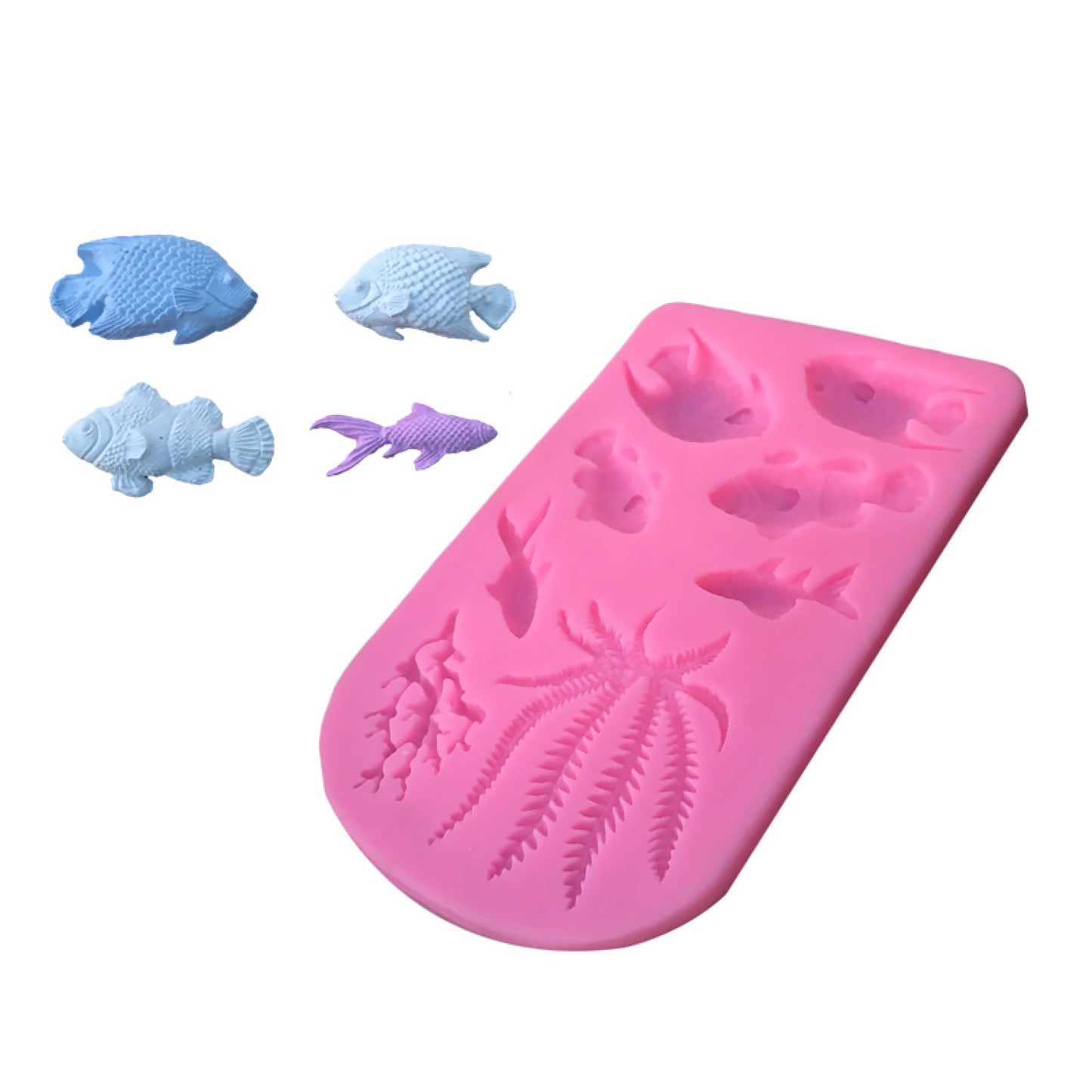 DIY Fish Coral Silicone Fondant Mold Beach Sea Cake Chocolate Icing Mould Decor