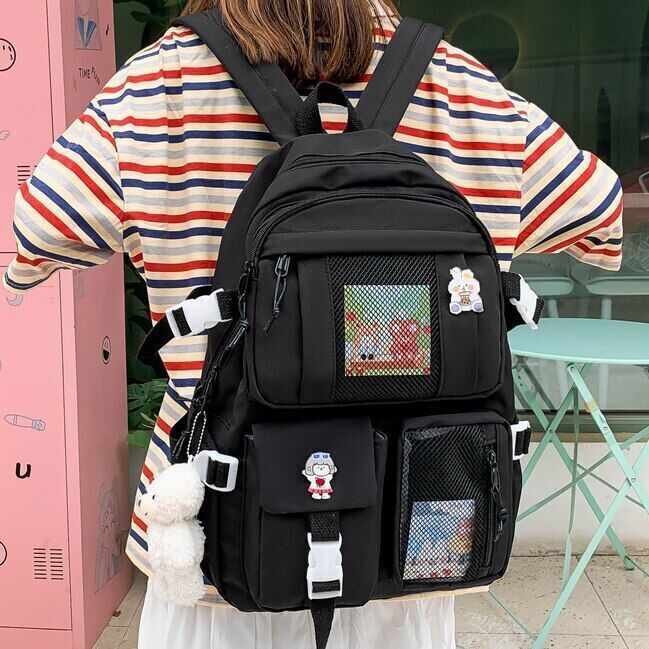 Student Backpacks Women Black School Bags Oxford Bookbags Backpack