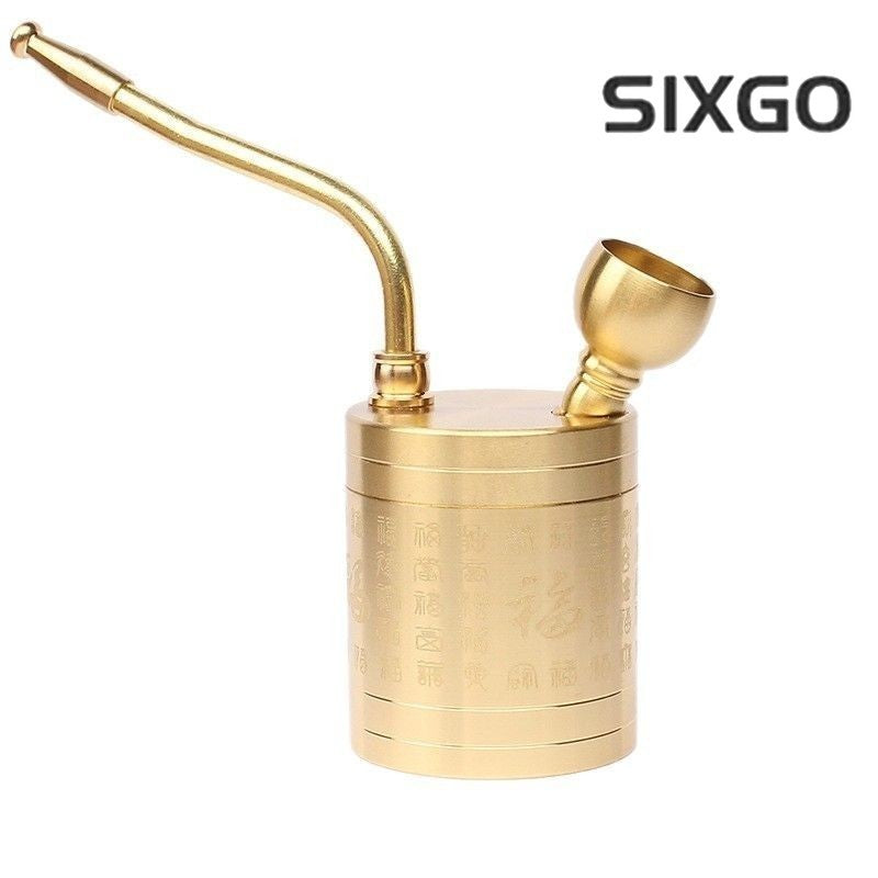 Brass Hookah Water Pipe With Water Filter Fu Character Design Mens Tobacco 1pc