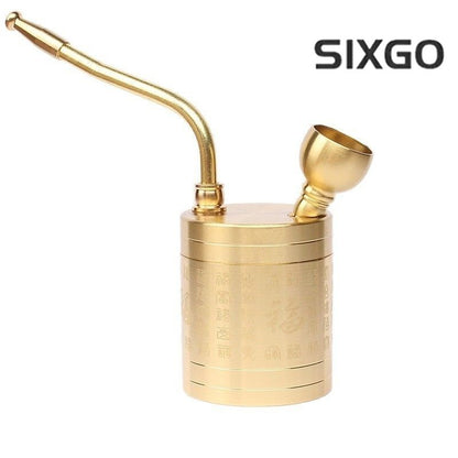 Brass Hookah Water Pipe With Water Filter Fu Character Design Mens Tobacco 1pc