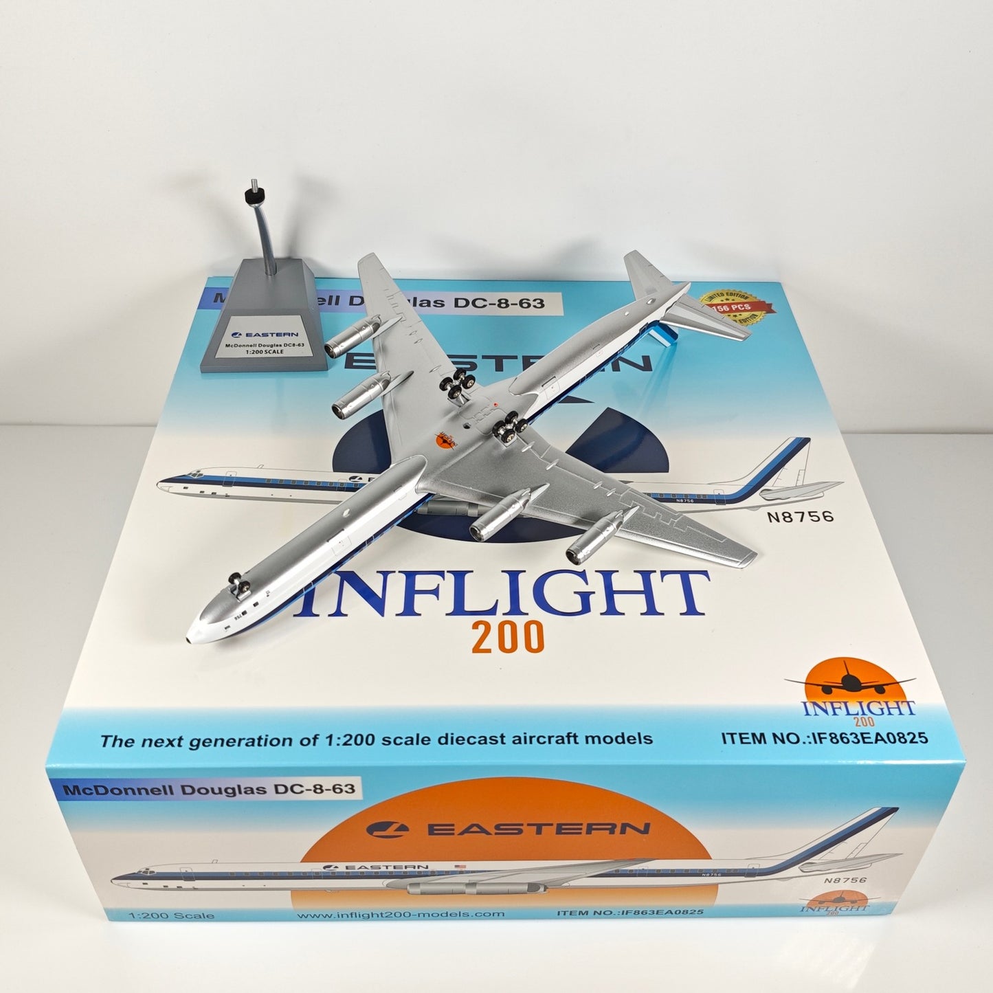 1:200 InFlight Eastern DC-8-63 N8756 Passenger Airplane Diecast Plane Model