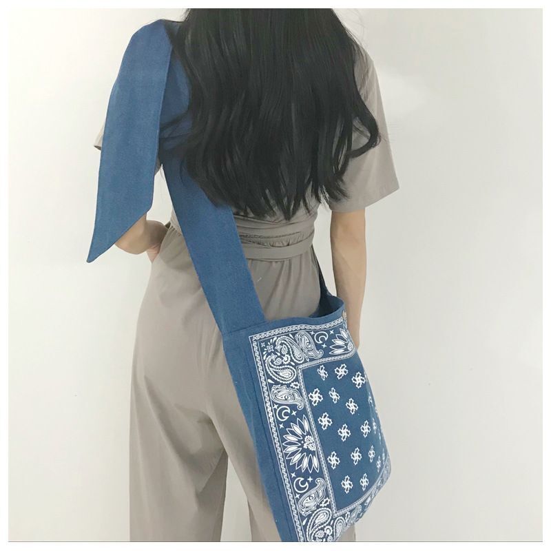 Wide Strap Slouch Bag Messenger Pouch Teenager Gypsy Fabric Handbag 36*36 CM 1PC