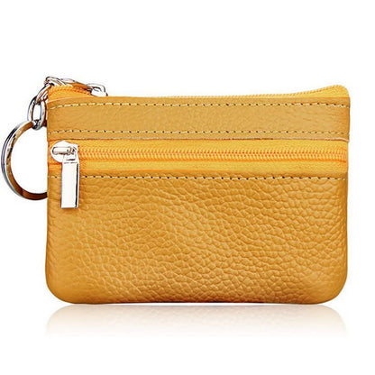 Soft Men Women Card Coin Key Holder Zip Wallet Pouch Bag Purse 10.7*7.3cm Purple