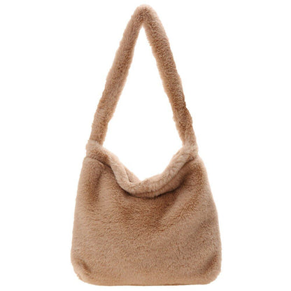 Heart Leopard Print Bag Soft Plush Shoulder Bag Large Travelling Purse 30*25*6CM