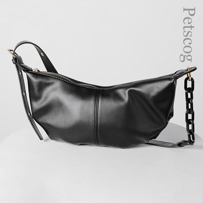 Soft Leather Handbags Vintage Crossbody Bags Solid Chains Shoulder Bag 34*13*9CM