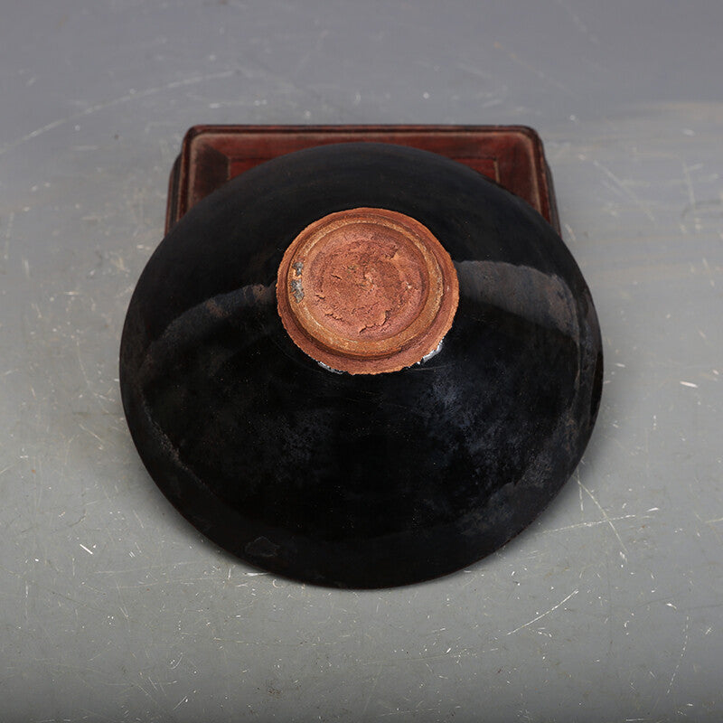 5.5" Collection Chinese Song Porcelain Jizhou Kiln Black Glaze Tea Cup 2
