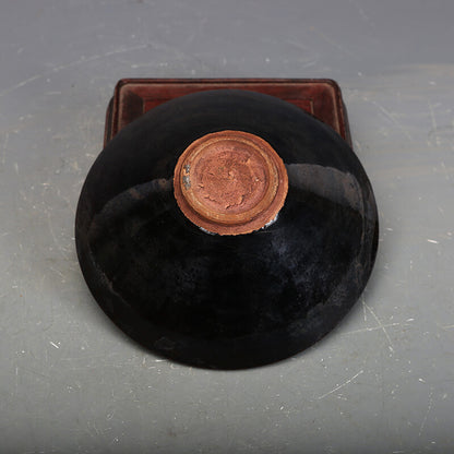 5.5" Collection Chinese Song Porcelain Jizhou Kiln Black Glaze Tea Cup 2