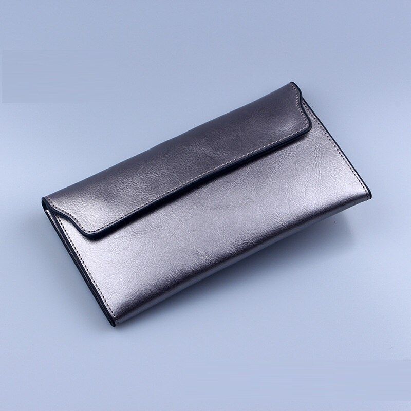 Leather Women Wallet Long Thin Purse Cowhide Multiple Cards Holder Clutch Bags