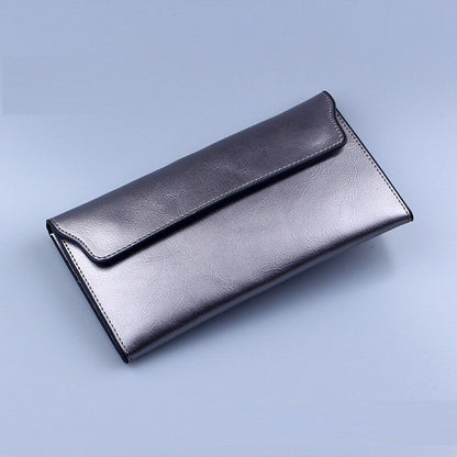 Leather Women Wallet Long Thin Purse Cowhide Multiple Cards Holder Clutch Bags