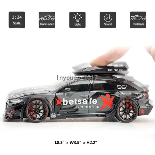 1/24 Audi RS6 Model Car Metal Diecast Toy Vehicle Toys for Boys Kids Gifts White