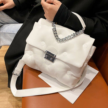Retro Women's Shoulder Padded Bag Luxury Handbags Shopper Square Bags Polyester