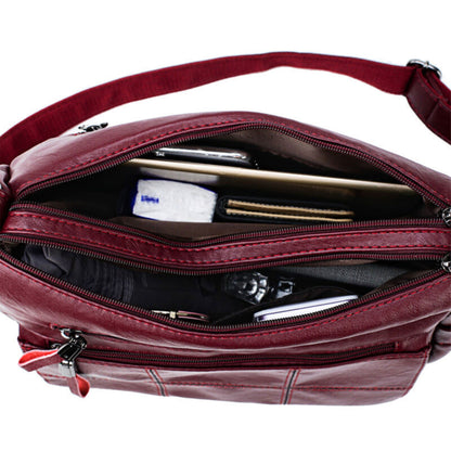 Multi-layer Soft Leather Leisure Crossbody Shoulder Bag Handbags Purse for Women