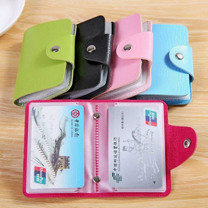 Credit Card Holder Men Women Cards Bag PU Leather Buckle Business ID Card Holder