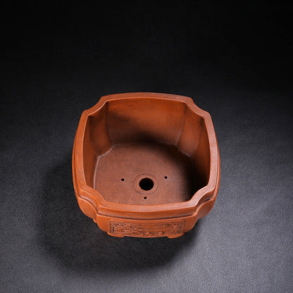 Chinese Yixing Zisha Clay Handmade Exquisite Teapot （花盆（一对） 底款：铁画轩）