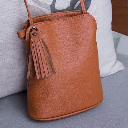 Genuine Leather Tassel Crossbody Bag Small Shoulder Purse Money Messenger Bags