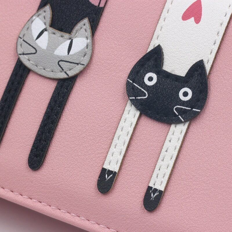 Female Card Clamps Holder PU Women Handbag Coin Purse Girl's Cartoon Long Wallet